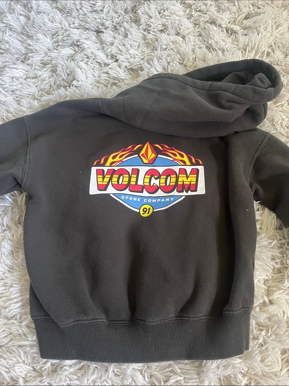 Volcom Black Kids Hoodie with Multicolor Flame Logo